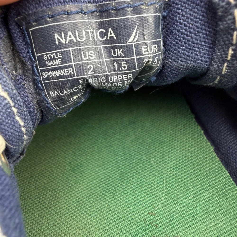 Nautica Spinnaker Boat Shoes Kids Size 2 Navy Blue Canvas Loafers Moc Toe